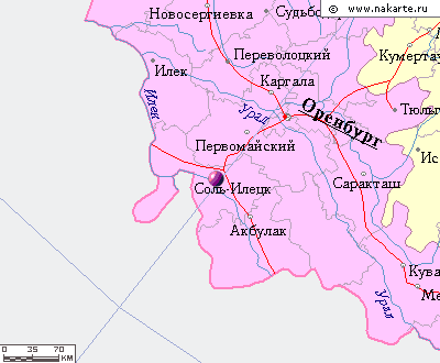 Карта окрестностей города Соль-Илецк от НаКарте.RU